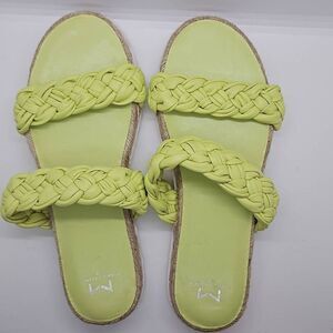 Lime Green Jaime Flat Marc Fisher Slip On Women Sandals Espadrille Size 8.5